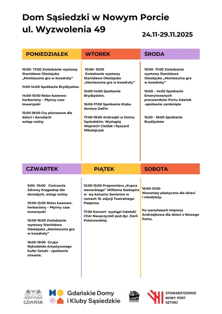 Harmonogram wydarzeń 24.11-29.11